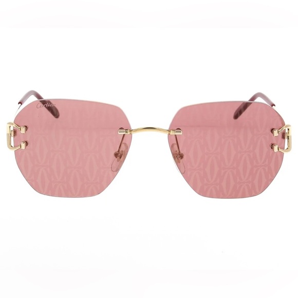 Cartier Geometric Frame Sunglasses Pink / Red BRAND NEW - Picture 5 of 11